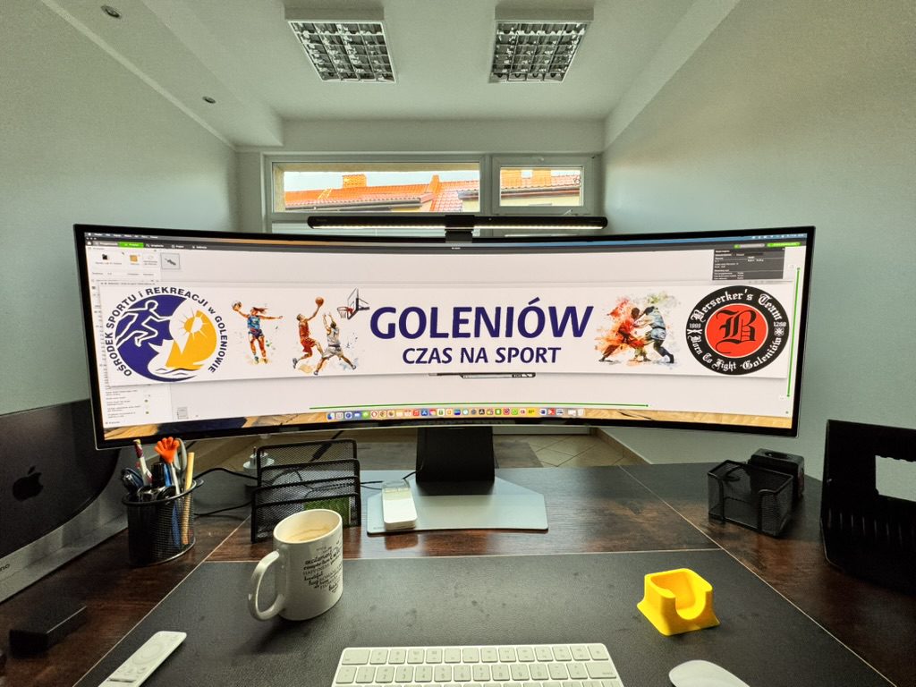 Projekt muralu dla OSiR Goleniów i Berserkers Team przygotowany przez wallKing – wizualizacja na monitorze